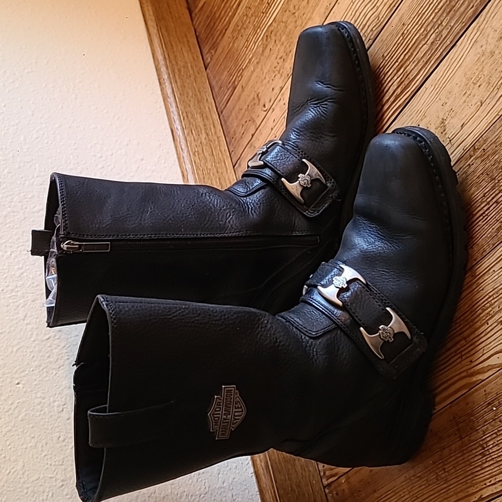Harley Davidson Men's Genuine Leather  Boots Size 10.5 Mid-Calf Riding Biker